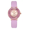 Detail of pink silicone strap and rose gold watch case with faceted diamond-cut glass - Purple