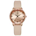 Elegant rose gold quartz watch for women with silicone strap and numeric dial - Khaki