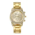 Orologio da donna al quarzo dorato con lunetta in strass e quadranti decorativi su bianco - Solo orologio / Oro