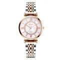 Orologio da donna al quarzo con cinturino bicolore argento e oro rosa e quadrante strass - Oro e Argento
