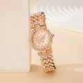 Rose gold women's watch with butterfly dial and full crystal stones on bezel and band - Rose Gold Single Watch Style