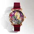 Orologio donna oro rosa con cinturino milanese bordeaux e quadrante castello magico - Rosso