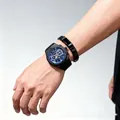Men's black business quartz watch with octagonal bezel and matching metal bracelet set - Black Face With Bracelet