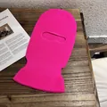 Winter knitted rose pink balaclava ski mask with single eye hole for outdoor warmth - Rose Red