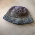 Close-up of thick multi-color knit fisherman hat with purple and blue wool texture - M (56-58cm) / Dark Purple Gradient