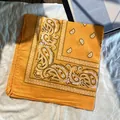 Bandana orange à motif paisley sur tissu blanc avec une lumière naturelle douce - Jaune d'Or