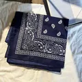 Bandana hip-hop classique bleu foncé avec motif paisley en polyester doux pour le style urbain - Bleu marine