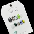 Handmade press-on nails set featuring multi-color graffiti and 3D textured art designs - Extra Small (XS)