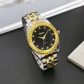 Reloj de cuarzo clásico bicolor plata y oro con esfera negra y brazalete metálico - 41mm / Esfera Negra Hombre