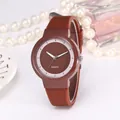Reloj de cuarzo minimalista con correa de silicona marrón y esfera a juego - Marrón