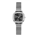 Orologio quadrato da donna con quadrante nero soleil e cinturino in maglia milanese - Quadrante Nero