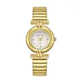 Reloj de cuarzo vintage para mujer en oro con correa flexible y esfera texturizada - Estilo Correa Elástica / Dorado (Esfera Blanca)