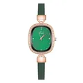 Detail of rose gold oval watch with crystal-encrusted bezel and green emerald dial - Four Diamonds Eight Nails Green