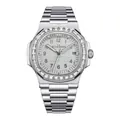 Silver RUOLINDO quartz watch with diamond-set bezel and grey textured dial for men - Silver Case White Dial