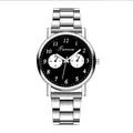 Men's silver stainless steel watch with black dial and dual sub-dial display - GD275 Two Sub-dials Black Dial