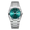Reloj de cuarzo para hombre en acero inoxidable con esfera verde y función de día y fecha - Plateado/Verde