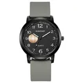 Modern quartz watch with a large black dial and grey silicone strap on a white background - Gray