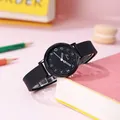 Montre à quartz minimaliste avec cadran noir et bracelet en silicone pour étudiants - Bracelet en Silicone Noir