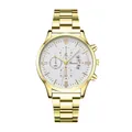 Herren Chronograph aus goldenem Edelstahl mit weißem Zifferblatt und Datum - Gold