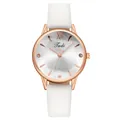 Elegant dameshorloge met witte leren band en roségouden kast met ruitvormig glas - Wit