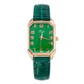 Detalle del reloj vintage para mujer con esfera verde y caja de oro rosa - Número Cepillado Verde