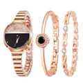 Damen-Quarzuhren-Set in Roségold mit kristallbesetztem Zifferblatt und Armbändern - Uhr Und Armbänder (Roségold) / Roségold