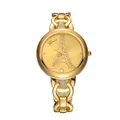 Montre élégante pour femme en or avec cadran Tour Eiffel et détails en strass - Or