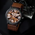 SOKI men's military sport watch with brown camo dial and durable nylon woven strap - Camouflage Brown