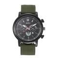 Montre SOKI pour homme style militaire avec bracelet en toile verte et cadran calendrier - Vert