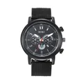 Montre SOKI pour hommes avec bracelet en toile noire et affichage du calendrier - Noir