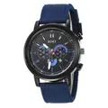 Montre SOKI homme sport avec bracelet en nylon bleu et cadran noir avec affichage de date - Bleu