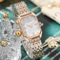 Orologio al quarzo rettangolare da donna con cinturino bicolore e quadrante argento glitter - Oro Rosa e Argento / Quadrante Grigio