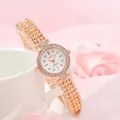 Orologio al quarzo oro rosa con ghiera di diamanti e cinturino metallico su seta rosa - Oro Rosa