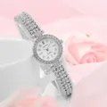 Orologio al quarzo elegante da donna con strass scintillanti e cinturino in maglia - Argento