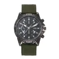 SOKI men's quartz watch with black alloy case and military green canvas strap - Green