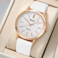 Γυναικείο ρολόι quartz με κάσα σε ροζ χρυσό και αστραφτερό λευκό ματ καντράν - Λευκό