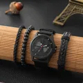 Orologio al quarzo SOKI da uomo con cinturino in tela nera e bracciali coordinati - Nero