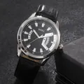 Orologio SOKI da uomo al quarzo con quadrante nero, cassa argento e cinturino in pelle - Cinturino Nero Cassa Argento Quadrante Nero