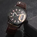 Orologio SOKI da uomo con indici oro rosa, cinturino in pelle marrone e datario - Cinturino Marrone Cassa Nera Indici Rosa