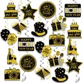 Set di decorazioni per Capodanno 2026 con riccioli neri e oro e cartellini a tema - Stile Capodanno Nero Oro 2026 (20250730-DW-黑金新年吊卡)
