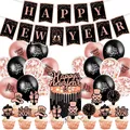 Set decorazioni Capodanno 2026 con striscioni oro rosa, palloncini e topper per torte - Set di Decorazioni per Capodanno Oro Rosa (Banner E Cake Topper Grande E Piccoli Cake Topper E Palloncini)