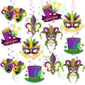 Kit decorazioni sospese per Mardi Gras con maschere festive e motivi musicali - Set Pendente Carta e Spirale
