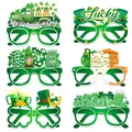 St. Patrick's Day paper party glasses set with green clovers and festive designs - St Patricks Day Assorted Styles