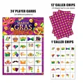 Juego de cartas Bingo Mardi Gras con 24 cartones y diseños de máscaras para fiestas - Juego de Tema de Carnaval