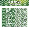 St. Patrick's Day wrapping paper set with green clover patterns in 4 distinct designs - 12 Sheets Wrapping Paper 75*51cm (4 Designs, 3 Each)