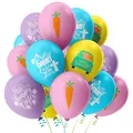 Set di palloncini pasquali colorati con orecchie di coniglio, carote e stampe - Giallo Rosa Blu Chiaro E Viola Chiaro (Tema Pasquale)