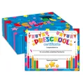Preschool graduation certificates set with colorful borders and school is over design - Preschool Graduation Certificate Style