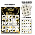 Graduation party bingo game cards set including 24 player cards and caller chips - 37-Piece Set / Black