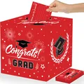 Rote Abschluss-Kartenbox mit Glückwunschkarten und Congrats-Design für Feiern - Rot