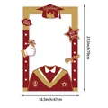 Detailed dimensions of 2025 graduation photo frame prop in burgundy and gold colors - Rose Gold Red